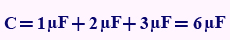 مثال برای محاسبه ظرفیت خازن معادل در موازی بستن خازن‌ها